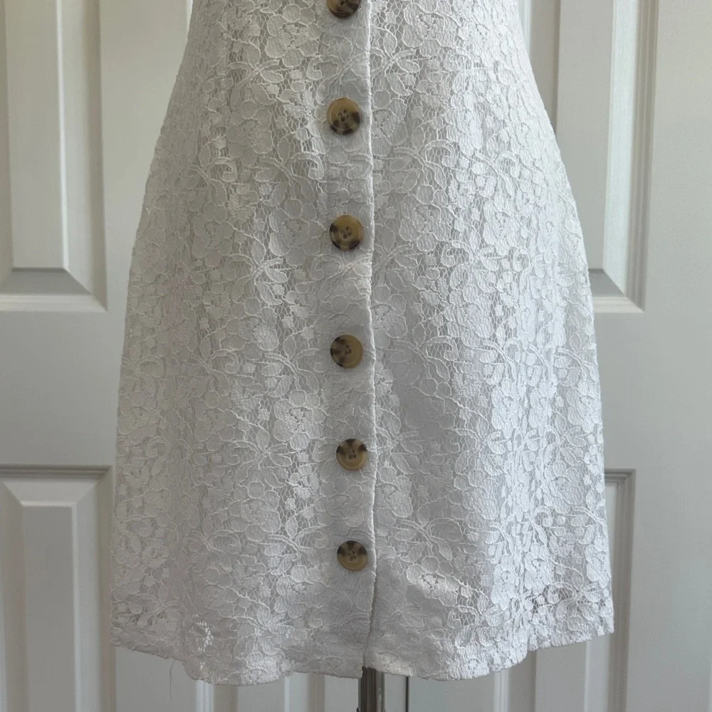 Abercrombie & Fitch White Lace Button-Down Mini Dress Size S
